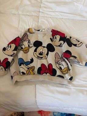 Zara Cream Kids Sweater with Multicolor Disney Faces (Red, Yellow, Blue, Black)